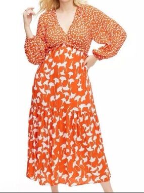 Diane von Furstenberg for Target Boho Midi Dress – Size Large – Orange Print